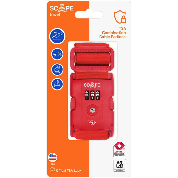 Scape Travel Correa para maleta con combinación E0121 roja